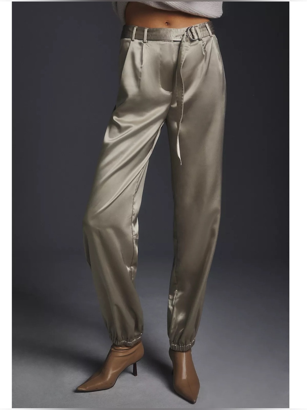 Maeve by Anthropologie Gold Silky Parachute Pants Office Career Preppy Size 14